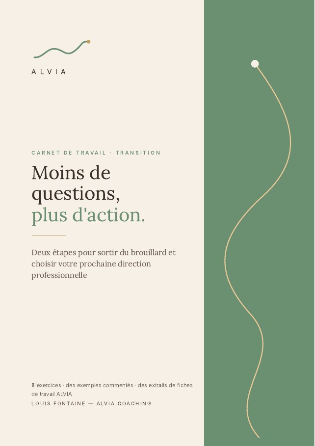 Couverture du carnet de la transition ALVIA : Moins de questions, plus d'action